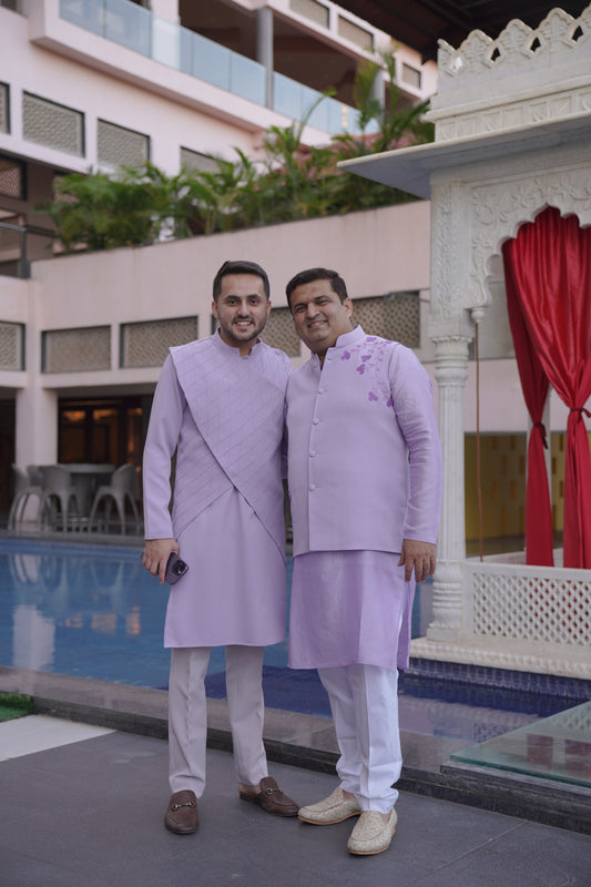 Lilac kurta jacket and pants set