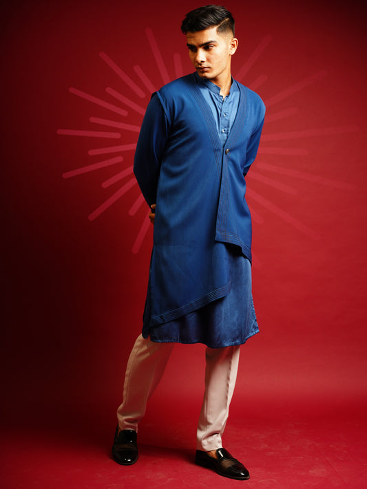 Shrug Jacket, Kurta & Trousers